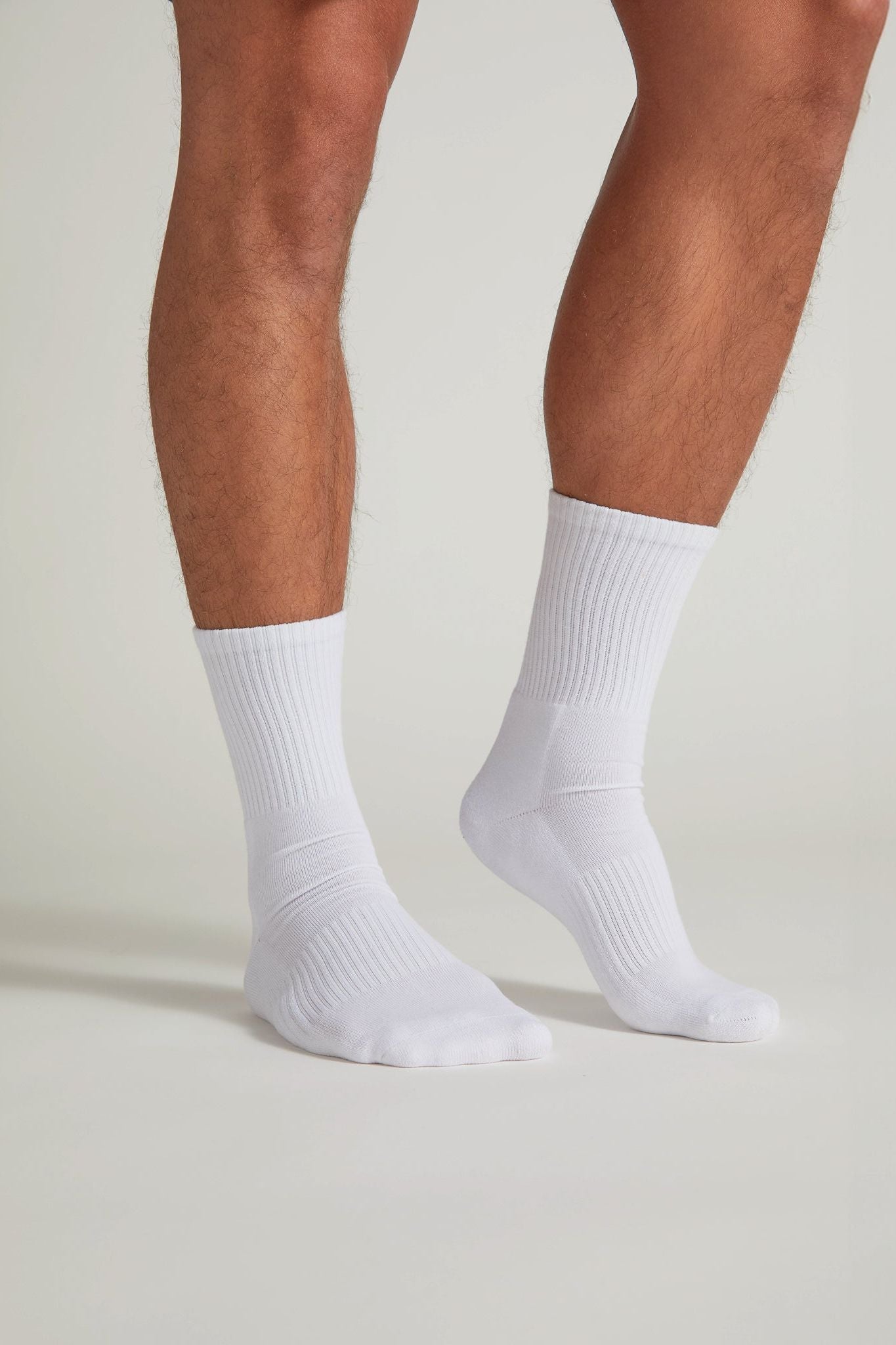 Men's Bamboo White Crew Socks