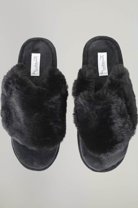 Faceplant Furry Slipper - Black