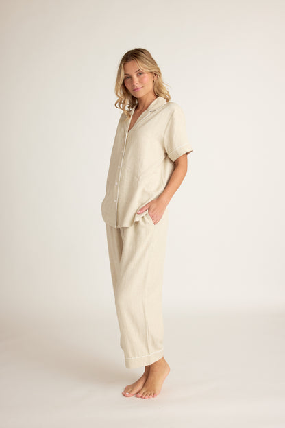 Linen Shirt Sleeve Button-up Shirt