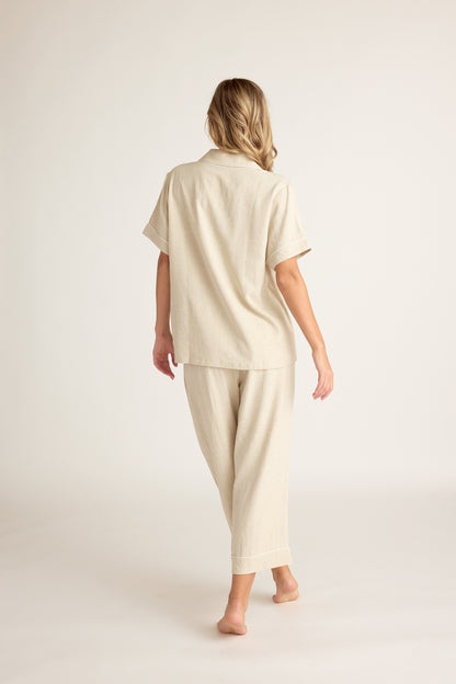 Linen Shirt Sleeve Button-up Shirt