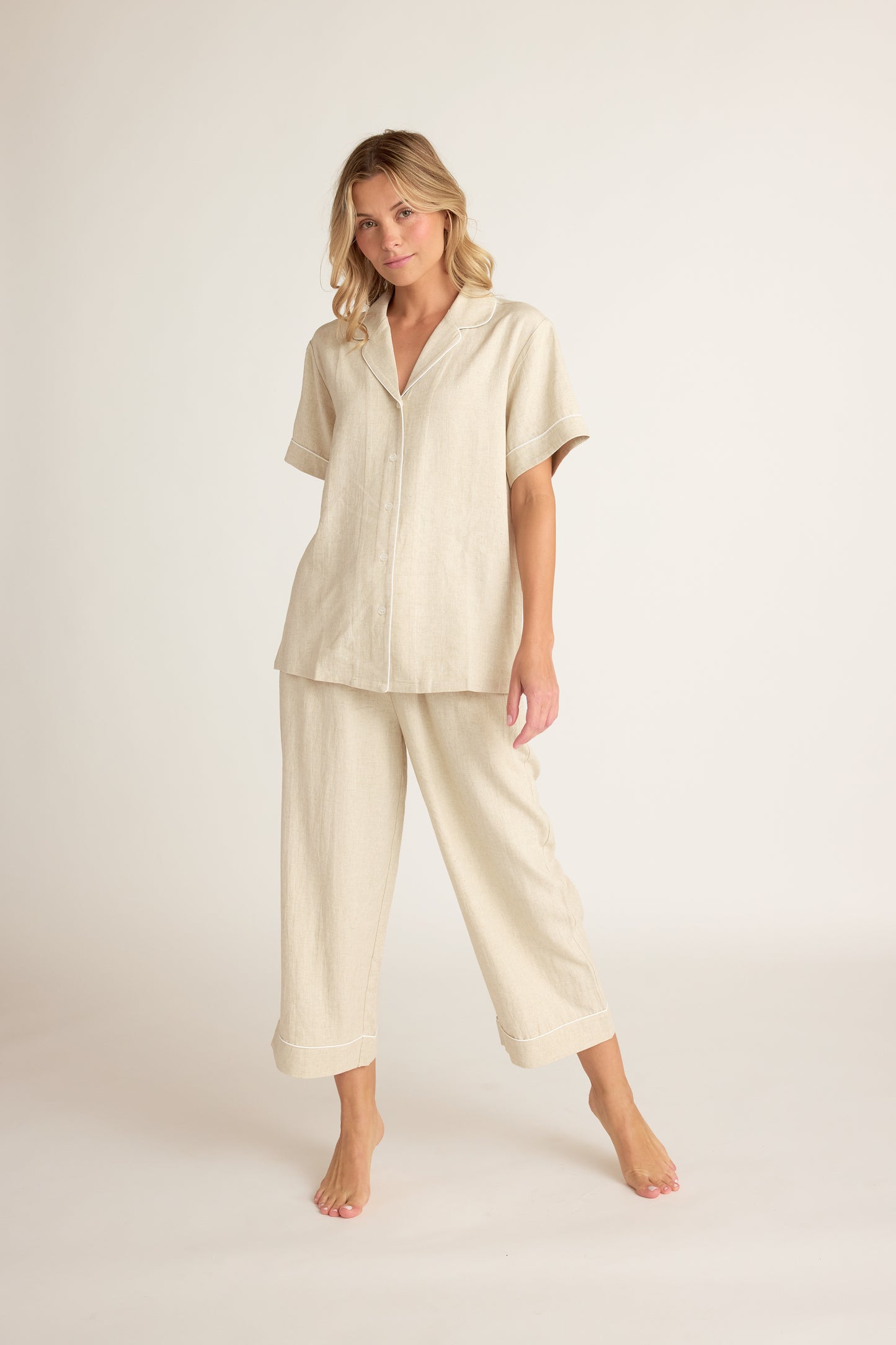 Linen Shirt Sleeve Button-up Shirt