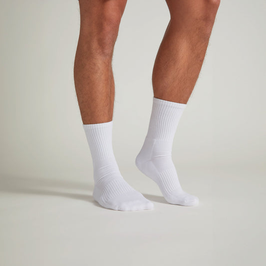 Men's Bamboo White Crew Socks